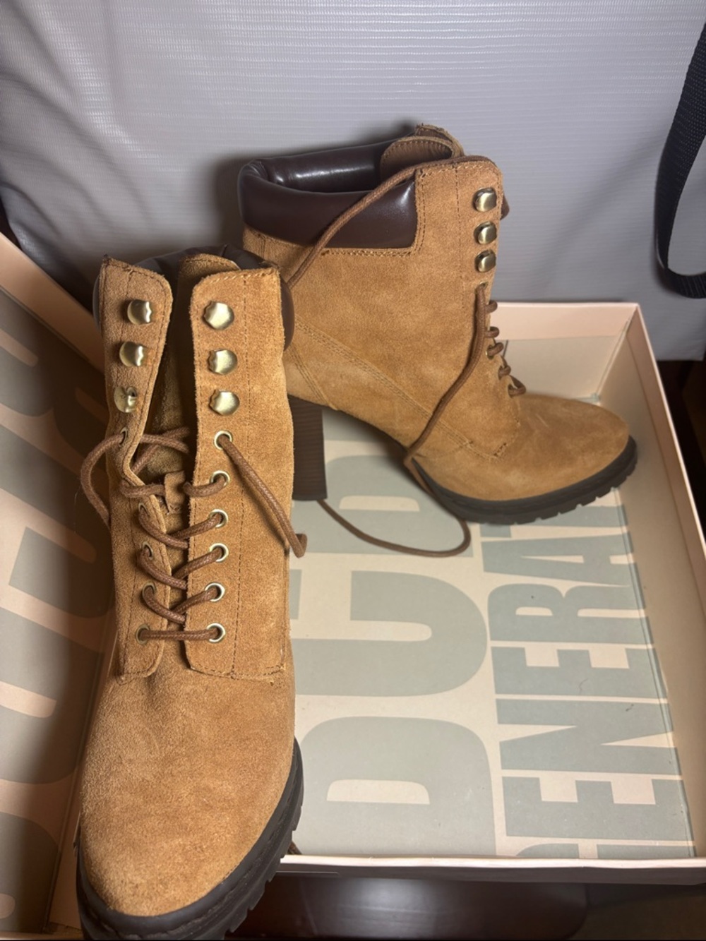 BCBGeneration Suede Lace-Up Block Heel Ankle Boots